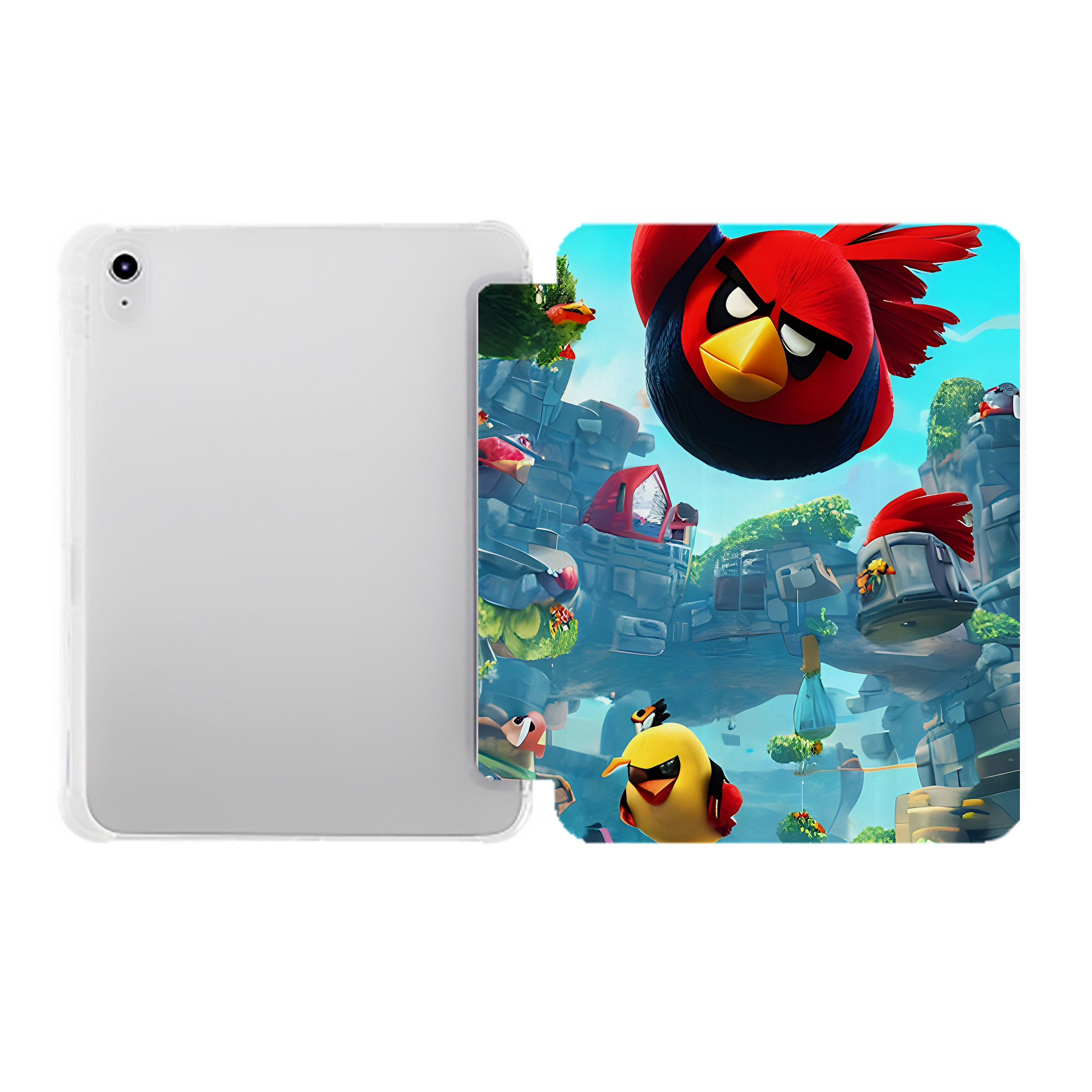 （画像用） Angry Birds アングリーバード IPad ケース ペン収納付き 三つ折りスタンド PUレザー×シリコン 対応機種9.5/10.5/10.9インチ